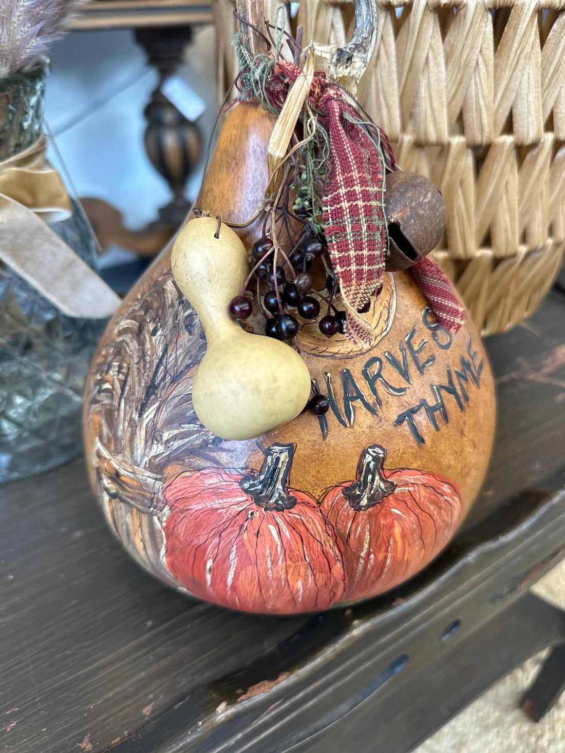 Harvest Thyme Hand Painted Gourd