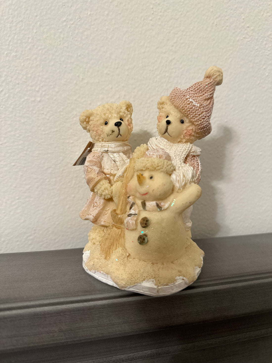 Bear Couple Building Snowman