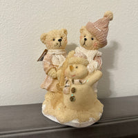 Bear Couple Building Snowman