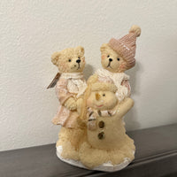 Bear Couple Building Snowman
