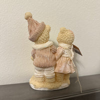 Bear Couple Building Snowman