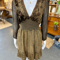 Amber Smocked Patchwork Dress with Artisan Embroidery