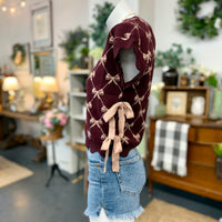 Bow Side Tie Knit Top - Burgundy