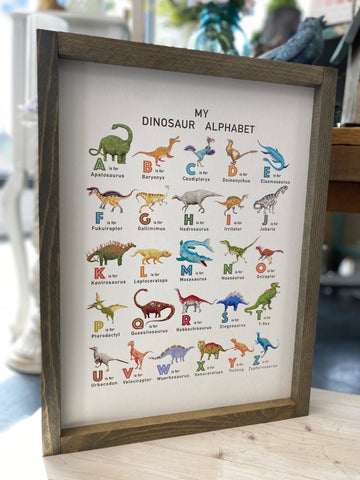 My Dinosaur Alphabet Framed Sign