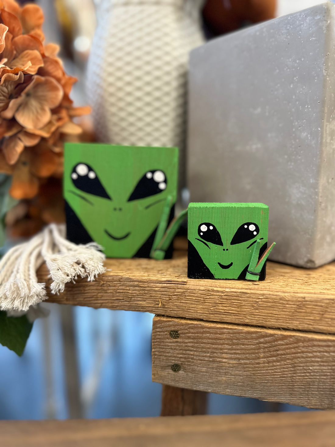 Handcrafted Wooden Alien Block