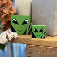 Handcrafted Wooden Alien Block