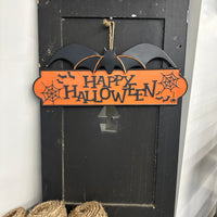 Happy Halloween Metal Bat Sign