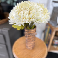 Wicker Vase + Faux Mums