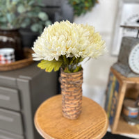 Wicker Vase + Faux Mums