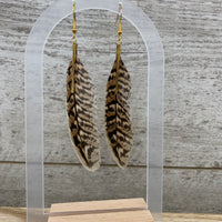 Pheasant Feather Drop Earrings