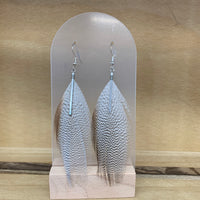 Speckled Duck Feather Drop Earrings