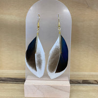 Blue/Teal Duck Feather Drop Earrings