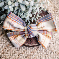 Plaid Bow Hair Barrette - Autumn Sunset