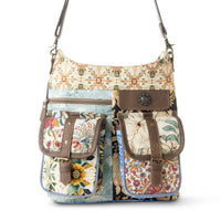 Myra Bags "Le Fleur Bel Cowgirl" Shoulder Bag For Women in Yellow Floral with Leather and Concho Details
