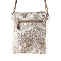 Myra Bags "Loom Tapestry vintage Crossbody Bag" - White + Fringe