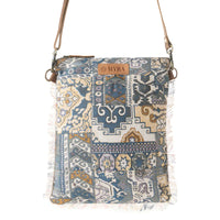 Myra Bags "Loom Tapestry vintage Crossbody Bag" - Indigo + Fringe