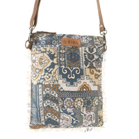 Myra Bags "Loom Tapestry vintage Crossbody Bag" - Indigo + Fringe