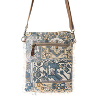 Myra Bags "Loom Tapestry vintage Crossbody Bag" - Indigo + Fringe