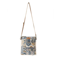 Myra Bags "Loom Tapestry vintage Crossbody Bag" - Indigo + Fringe