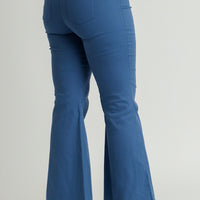 Denim Blue Stretch Flare Pants
