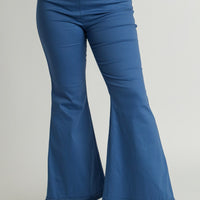 Denim Blue Stretch Flare Pants