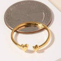 Gold Dipped Delicate Double Heart Open Ring
