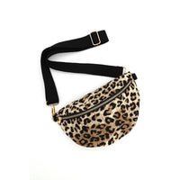 Quilted Leopard Print Sling Belt Bag: Leopard