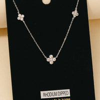 Cubic Zirconia Clover Charms Chain Necklace