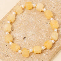 Square Stone And Pearl Beaded Bracelet