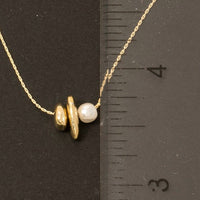 Metallic And Pearl Charms Dainty Chain Necklace - Gold