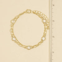 Layered Bezel Crystal Station Bracelet: Rhodium Crystal