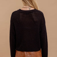 Sheer Crochet Sweater - Black