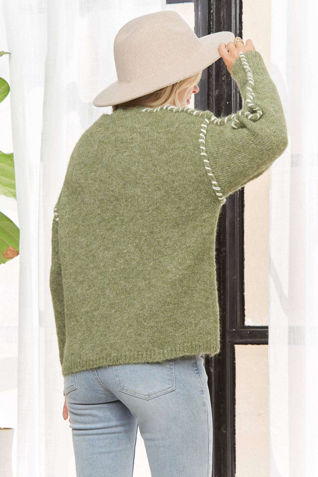 The Stitched Sweater - Olive