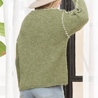 The Stitched Sweater - Olive