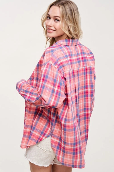 Button Down Spring + Summer Flannel - Pink Multi