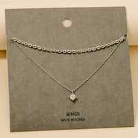 Small Gem Pendant Layered Chain Necklace