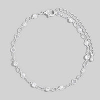 Round Cz Bezel Station Chain Bracelet: Silver