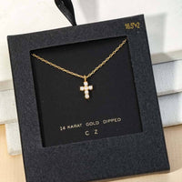 Secret Box Cubic Zirconia Mini Cross Charm Necklace