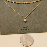 Small Gem Pendant Layered Chain Necklace