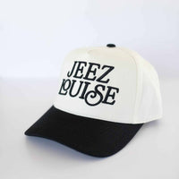 Jeez Louise Unisex Trucker Hat - Black & Cream
