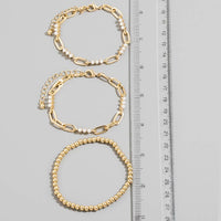 Pearl Beads Mixed Layered Chain Bracelets