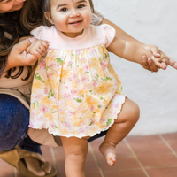 Daisy Floral Ribbed Infant Bodysuit Dress: Dawn