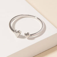 Gold Dipped Delicate Double Heart Open Ring
