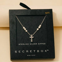 Secret Box Gold Dipped Pearls And Cross Toggle Chain - Gold