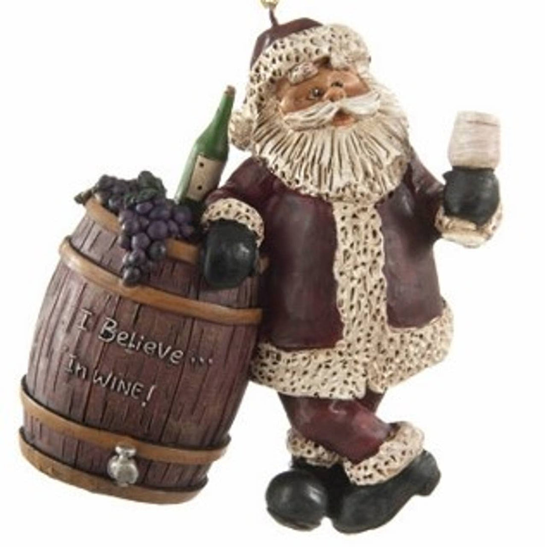 Santa With Wine Barrel Ornament