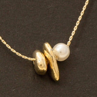 Metallic And Pearl Charms Dainty Chain Necklace - Gold