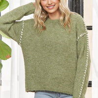 The Stitched Sweater - Olive