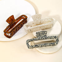 Assorted Acetate Pattern Rectangle Hair Claw Set: MULTI