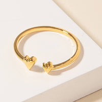 Gold Dipped Delicate Double Heart Open Ring