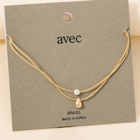 Pearl And Tear Charm Layered Chain Necklace